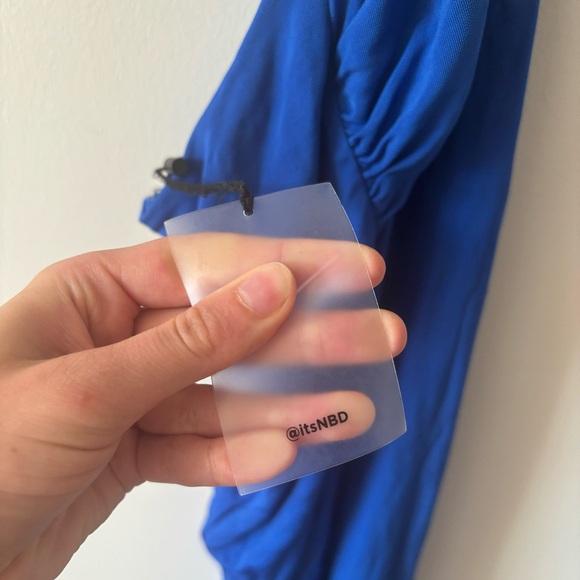 NWT REVOLVE NBD Sapphire Blue Halter Plunge Neckline Bodycon Mini Dress - Picture 6 of 12